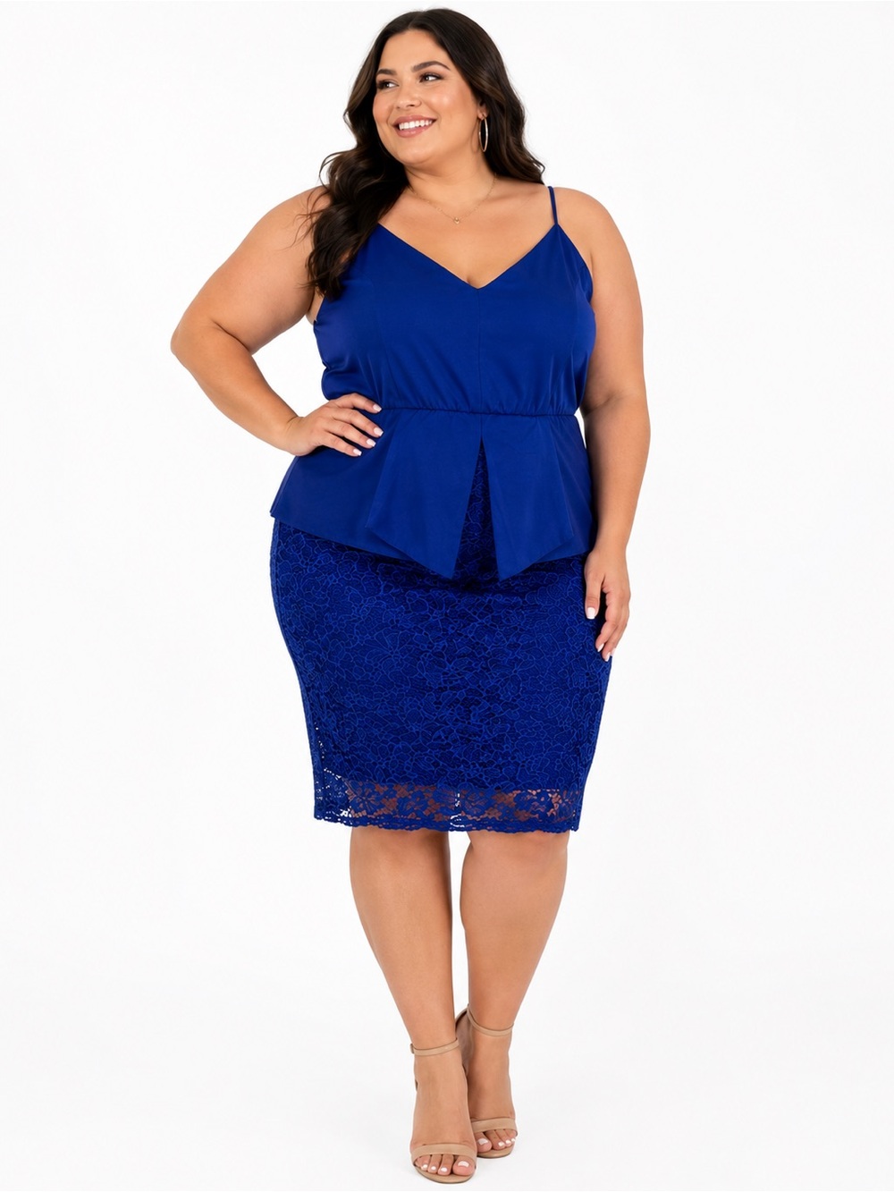 NWT Fashion to Figure FTF Royal Blue Lace Peplum Cocktail Dress Size 2